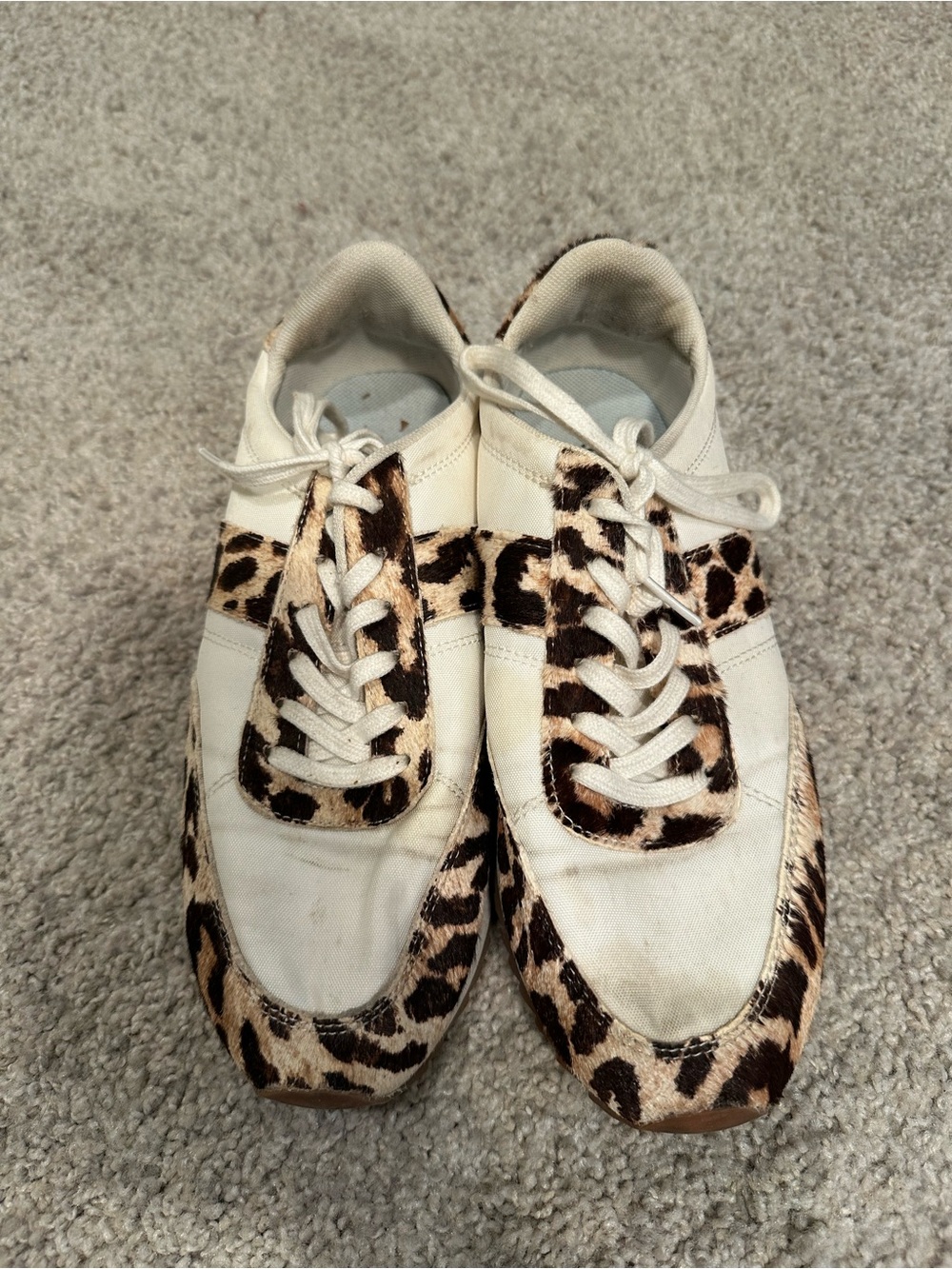 J. Crew White Sneakers with Leopard Print Accents